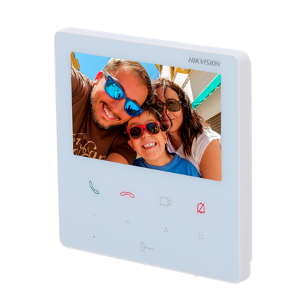 Hikvision DS-KH6110-WE1 – 4.3-inch 480 × 272 indoor video-intercom station with PoE, Wi-Fi, touch screen and 4 buttons, white