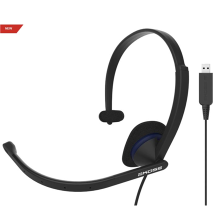 Koss CS195 USB – laidinės USB ant ausų dedamos ausinės su mikrofonu, juodos