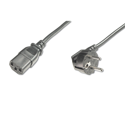 Digitus Power Cord Cable Power Cord, Schuko (CEE 7/7 ) 90ø angled - C13 M/F, H05VV-F3G 0.75qmm Black