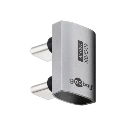 Goobay 74446 – U formos 180° USB-C adapteris, USB-C kištukas į USB-C lizdą, USB4