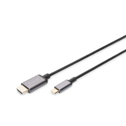 DIGITUS DA-70821 – 1,8 m USB-C į HDMI adapterio kabelis, juodos spalvos