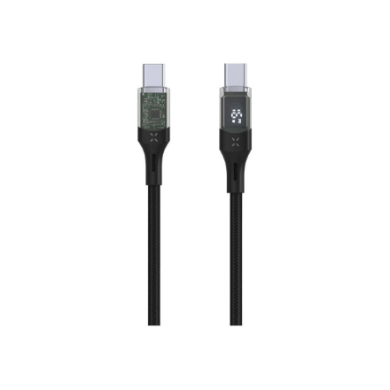 Fixed laidas USB-C/USB-C su ekranėliu, PD palaikymas, 2m, USB 2.0, 100W FIXDD-CC2-BK