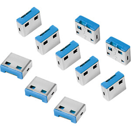 LogiLink AU0046 – USB-A prievadų blokatoriai, 10 vnt., pilkai mėlyni