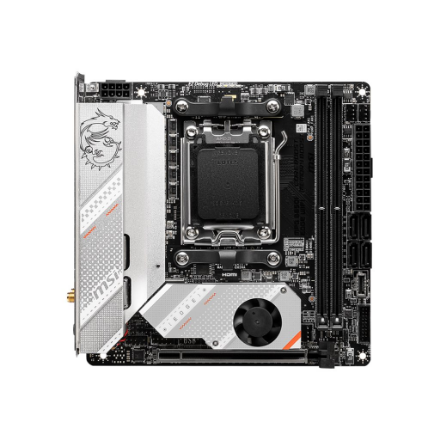 MSI MPG B650I EDGE WIFI Processor family AMD Processor socket AM5 DDR5 DIMM Memory slots 2 Supported hard disk drive interfaces SATA, M.2 Number of SATA connectors 4 Chipset AMD B650 Mini-ITX
