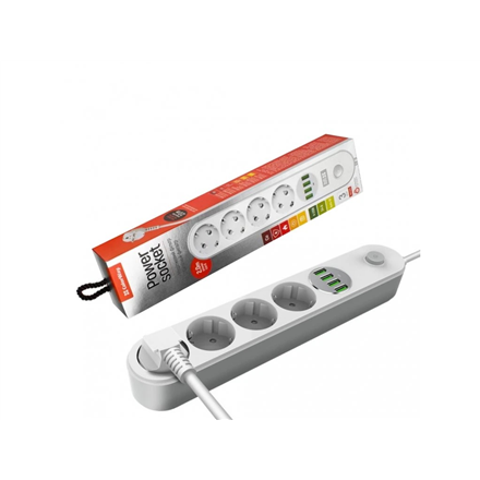 ColorWay CW-CHE44W – ilgintuvas su 4 europinio tipo lizdais ir USB įkrovimo jungtimis