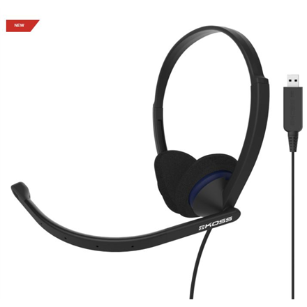 Koss CS200 USB – laidinės USB ant ausų dedamos ausinės su mikrofonu, juodos