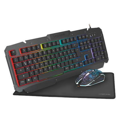 Logilink Gaming-Set, keyboard, mouse and mouspad ID0185 Keyboard, Mouse and Pad Set Wired Mouse included DE