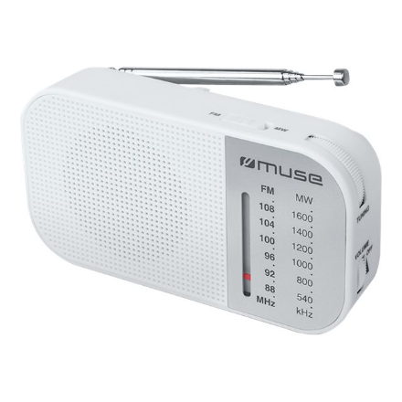 Muse M-025 RW – nešiojamasis radijas, baltas