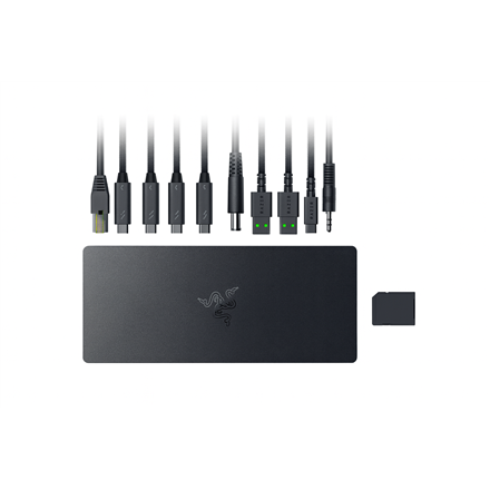 Razer Thunderbolt 5 Dock Chroma RC21-02290100-R3EK – juoda 10 prievadų prijungimo stotelė su „Chroma RGB“, M.2 lizdu, trijų 4K 144 Hz ekranų palaikymu ir 140 W „Power Delivery“