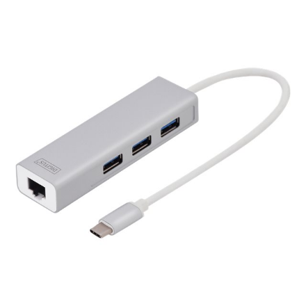 DIGITUS – 3 prievadų USB-C šakotuvas su Gigabit Ethernet