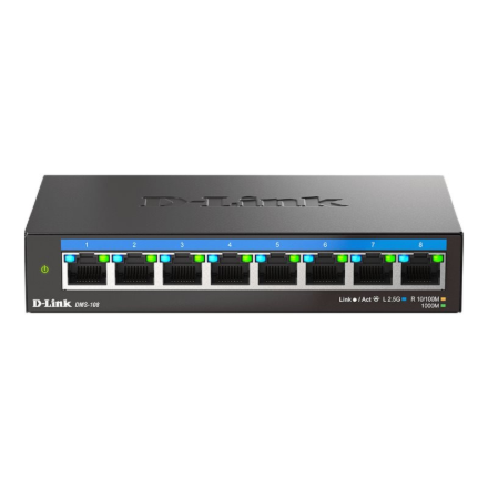 D-Link DMS-108/E 8-Port 2.5G Multi-Gigabit Desktop Switch Desktop Unmanaged