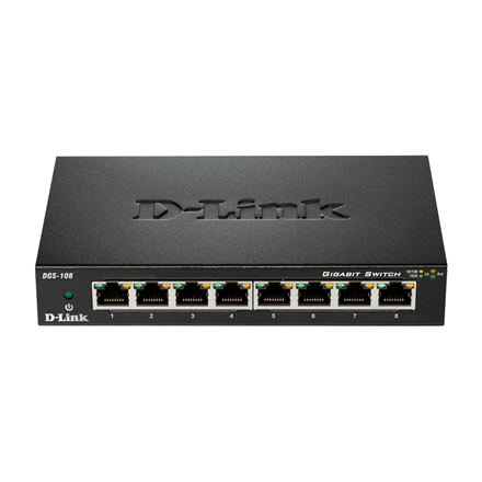 D-Link Komutatorius DGS-108/E Nevaldomas Stalinis Gigabit Ethernet (varinis) jungčių kiekis 8 60 mėn.