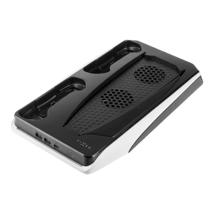 Fixed Multifunctional Station for PlayStation 5 with Cooling and Charging for two DualSense Controllers FIXPS5-MCS-BW