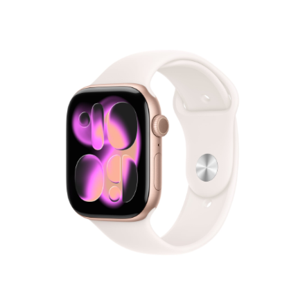 Apple Watch Series 11 MFCJ4ET/A – GPS + Cellular, 46 mm rausvo aukso spalvos aliuminio korpusas, švelniai rausva sportinė apyrankė, M/L