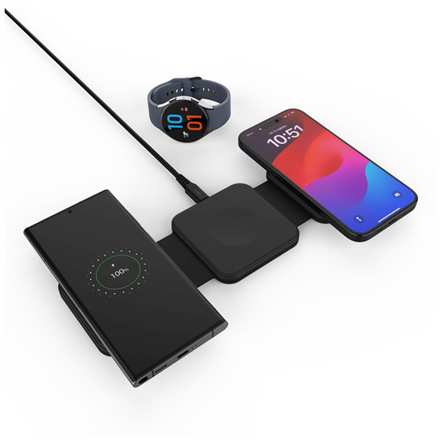 FIXED Flex Samsung FIXFLE-SA-BK – sulankstomas belaidis įkroviklis 3 viename Samsung įrenginiams, juodas