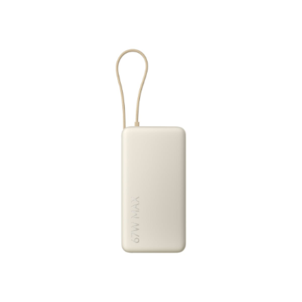 Xiaomi 67W 20000 BHR08O7GL – 20 000 mAh išorinė baterija su integruotu USB-C laidu, 67 W, smėlio spalvos