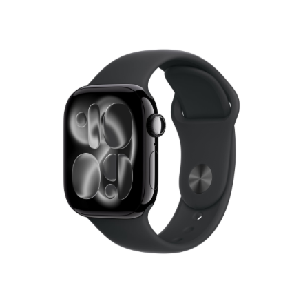 Apple Watch Series 11 MF854ET/A – GPS + Cellular, 42 mm sodriai juodo aliuminio korpusas, juoda sportinė apyrankė, M/L