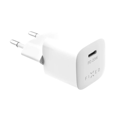 FIXED Mini FIXC20M-C-WH – USB-C kelioninis įkroviklis, 20 W, baltas
