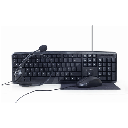 Gembird 4-in-1 Multimedia office set KBS-UO4-01 Keyboard, Mouse, Pad and Headset Set Wired Mouse included US Black