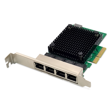 DIGITUS DN-10136 – 4 prievadų 2,5 Gbit/s RJ45 PCIe serverio tinklo plokštė, RTL8125B