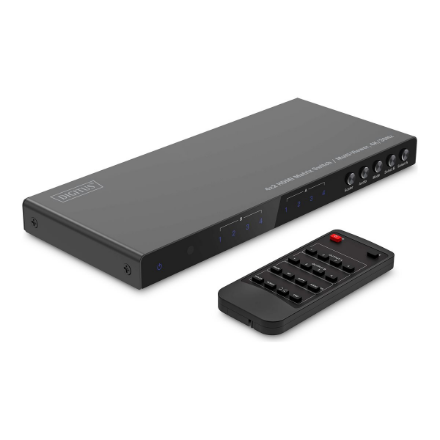 DIGITUS DS-55345 – 4 × 2 HDMI matricinis komutatorius ir kelių vaizdų įrenginys, 4K/30 Hz, juodos spalvos