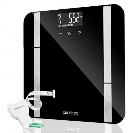 Cecotec Surface Precision 9450 Full Healthy – išmaniosios svarstyklės, iki 180 kg, 100 g tikslumas, juodos spalvos