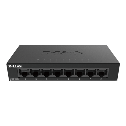 D-Link komutatorius DGS-108GL/E, nevaldomas, stalinis, gigabitinio eterneto (variniai) prievadų skaičius 8, 60 mėn.