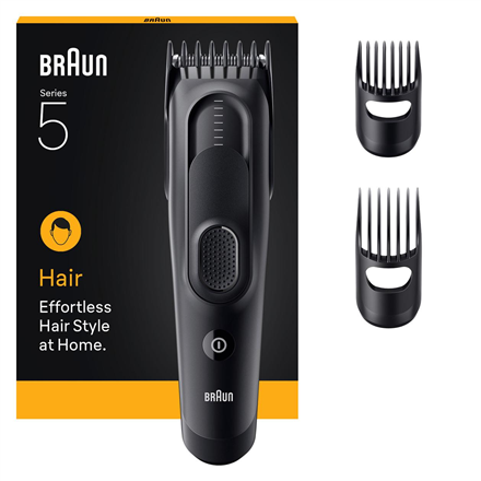 Braun Hair Clipper Series 5 HC5530 – akumuliatorinė plaukų kirpimo mašinėlė, 17 ilgio nustatymų, juoda