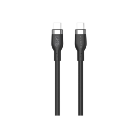 Hyper HyperJuice HJ4001BKGL – 1 m 240 W silikoninis USB-C–USB-C įkrovimo laidas, juodas
