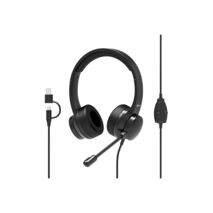 Port Connect Comfortable Stereo Office 901605 – laidinės USB ausinės su mikrofonu, juodos