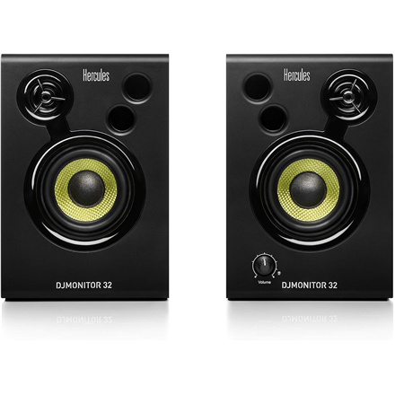 Hercules DJMonitor 32 4780885 – aktyvių 3 col. DJ monitorių pora, 30 W RMS, juoda