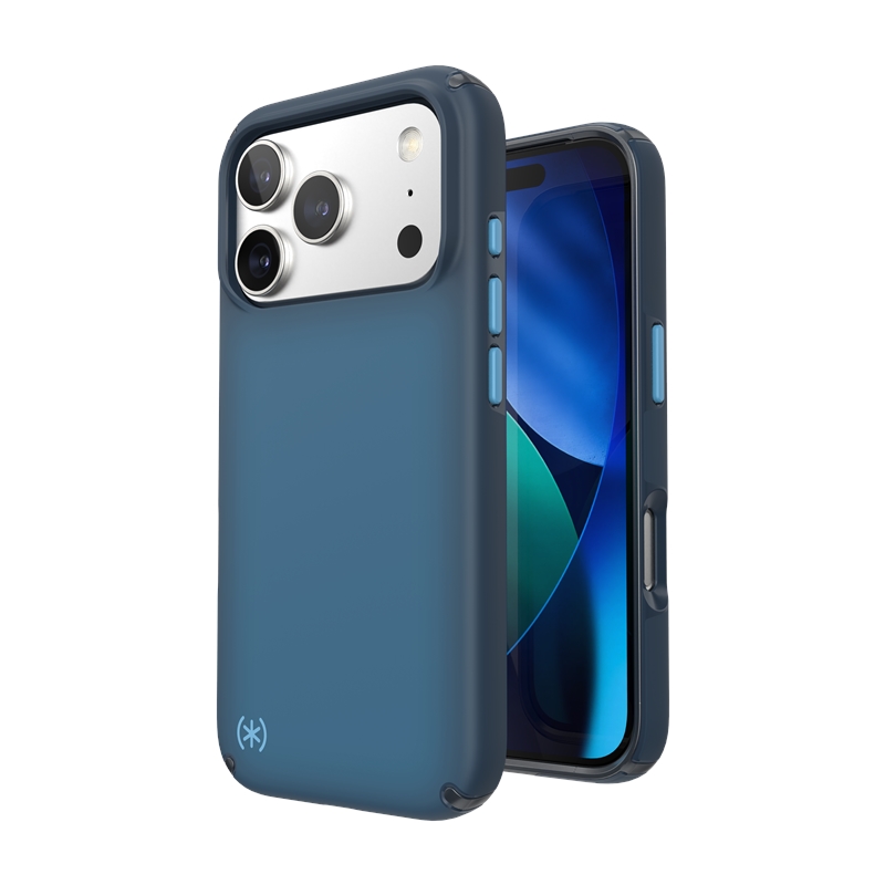 Speck Presidio Lux MagSafe dėklas, skirtas iPhone 17 Pro, „Deep Sea Fade / Black / Spell Blue“ spalvos