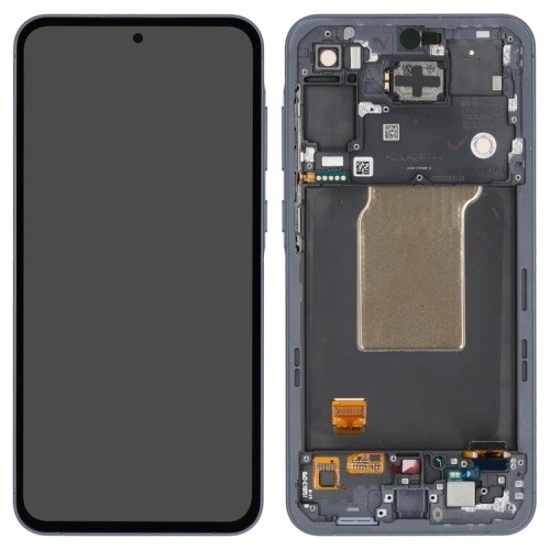 Ekranas Samsung A556 A55 5G su lietimui jautriu stikliuku ir rėmeliu Awesome Navy originalus (used Grade B)