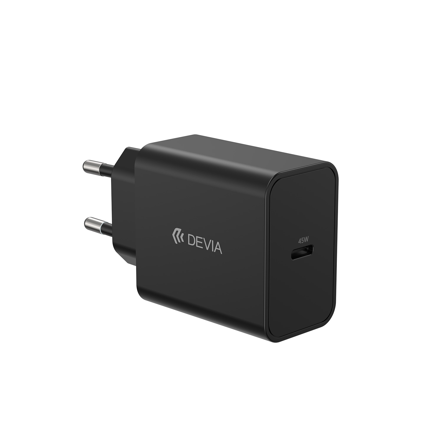 Devia Rocket PD 45 W – sieninis įkroviklis su 1× USB-C, juodas