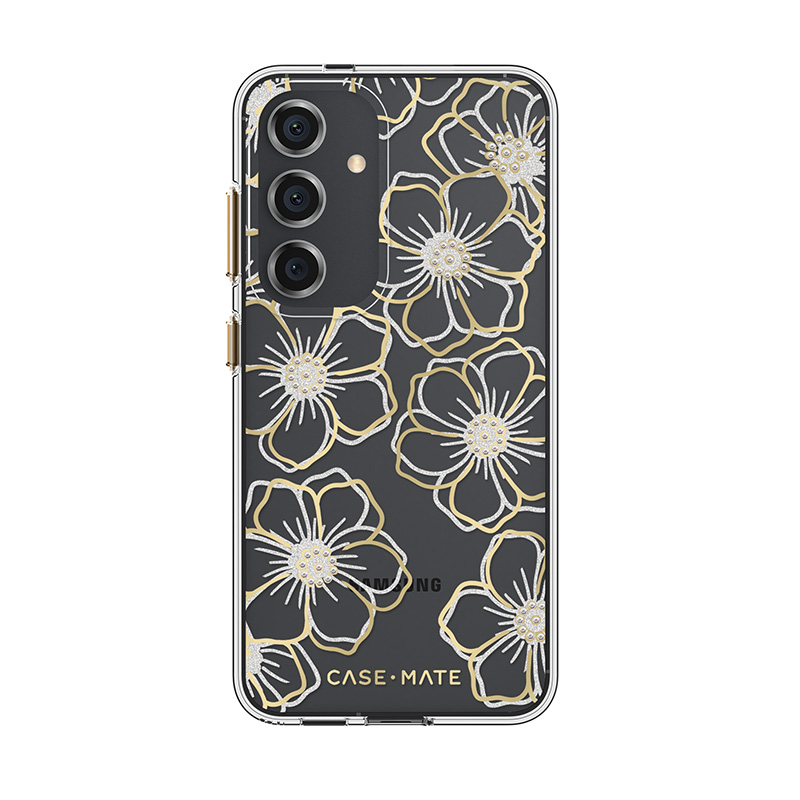 Case-Mate Floral Gems dėklas, skirtas Samsung Galaxy S24, aukso spalvos
