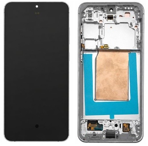 LCD-экран Samsung S731 S25 FE 5G с сенсорным экраном и рамкой, белый/ледяной синий, оригинальный (сервисный комплект в сборе)