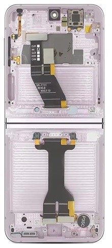 Originalus Samsung F731 / Galaxy Z Flip5 5G vidinis LCD ekrano ir jutiklinio skydelio modulis su rėmeliu, levandų spalvos (naudotas, C klasė)