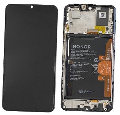 Ekranas Huawei Honor X7a su lietimui jautriu stikliuku ir rėmeliu ir baterija Black originalus (service pack)