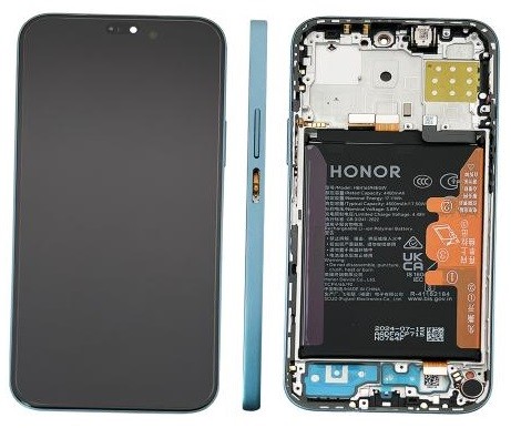Ekranas Huawei Honor 200 Lite/X8b su lietimui jautriu stikliuku ir rėmeliu ir baterija Cyan Lake originalus (service pack)