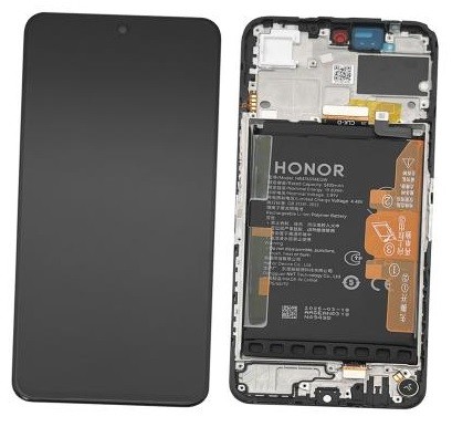 Оригинальный модуль LCD-дисплея и сенсорного экрана с рамкой и аккумулятором для Huawei Honor 200 Smart / Honor X7c 5G, чёрный (сервисная упаковка)