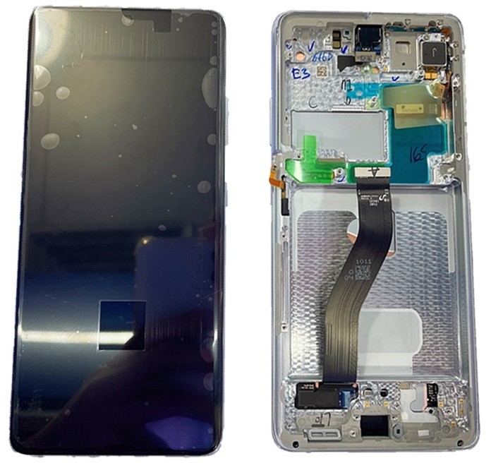 Оригинальный модуль LCD-дисплея и сенсорного экрана с рамкой для Samsung G998 / Galaxy S21 Ultra, серебристый Phantom Silver (сервисная упаковка)