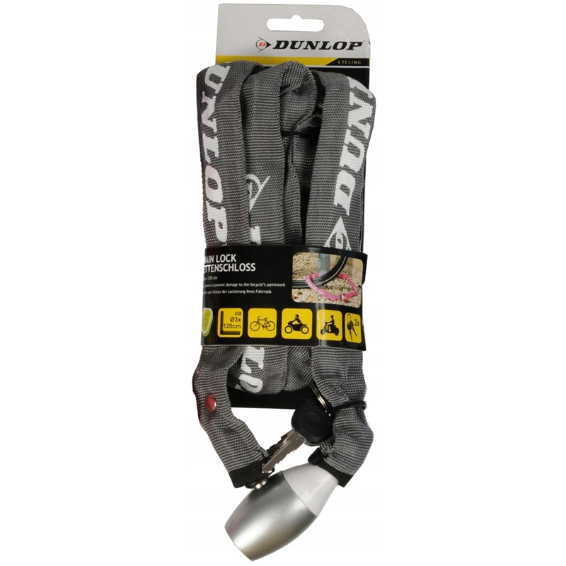 Dunlop grandininė dviračio spyna, 120 cm, pilka