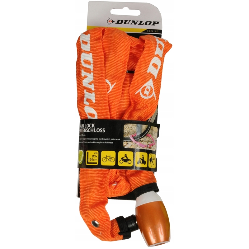 Dunlop grandininė dviračio spyna, 120 cm, oranžinė