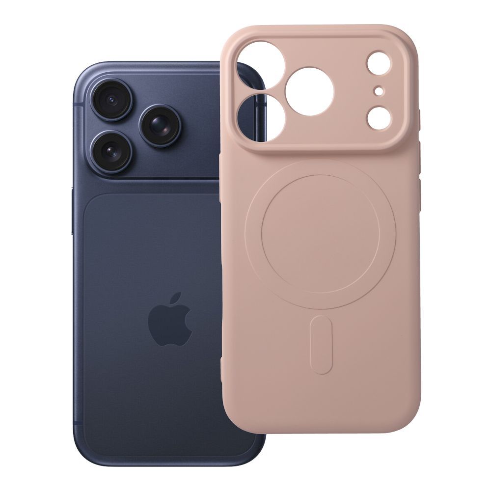 Silikoninis „Mag Cover“ dėklas, skirtas „iPhone 17 Pro / 18 Pro“, suderinamas su „MagSafe“, su kameros apsauga – rožinis