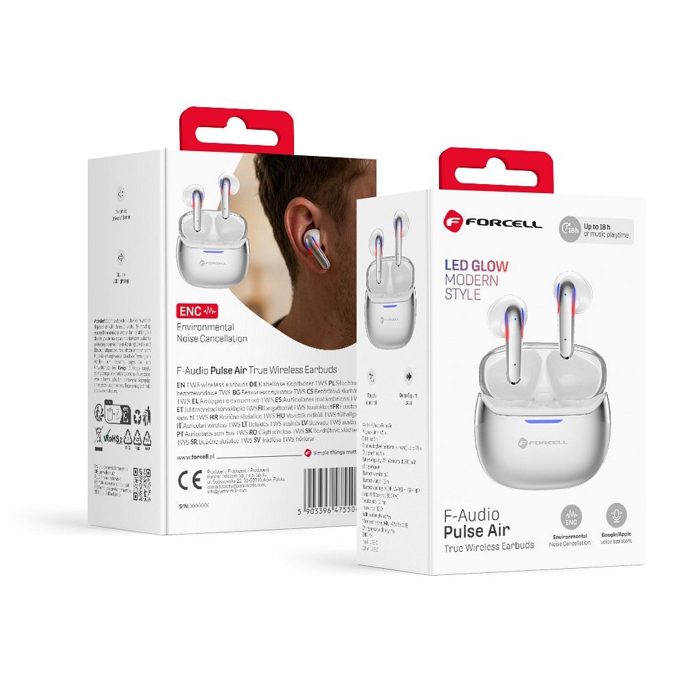 Forcell F-Audio Pulse Air ENC Wireless In-Ear TWS Earbuds silver