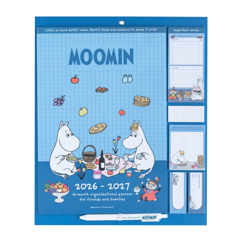 Moomins magnetinis mėnesio kalendorius ir planuoklis, 2026/2027, 30 × 34 cm