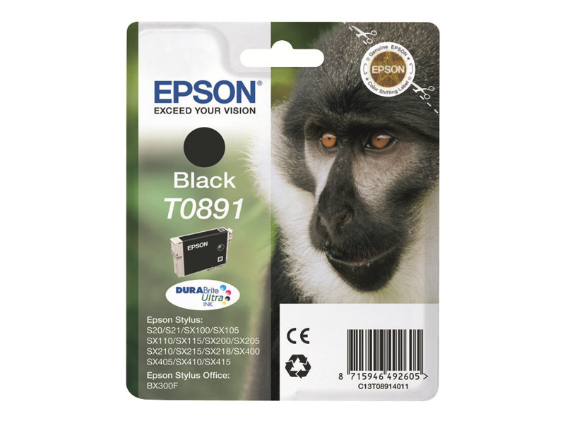 Epson T0891 DURABrite Ultra rašalo kasetė, juoda, 6 ml
