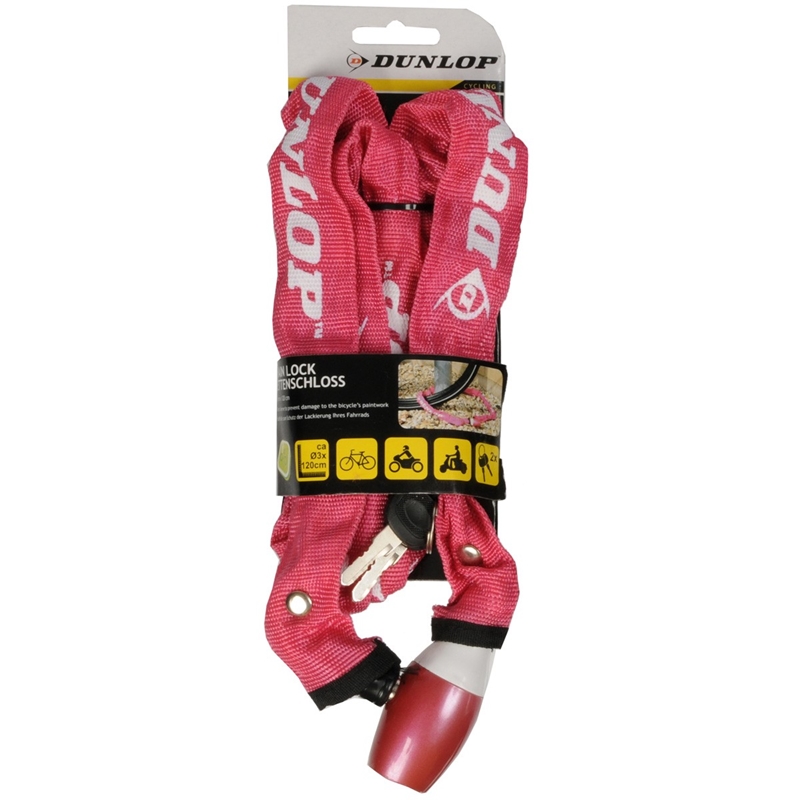 Dunlop grandininė dviračio spyna, 120 cm, raudona