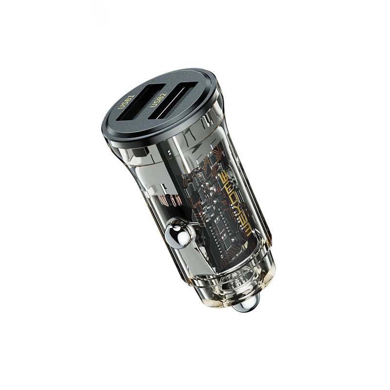 WEKOME WP-C40 Vanguard Series car charger, 2 × USB-A, 15 W, black and clear