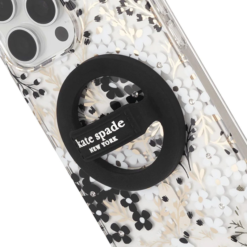 MagSafe magnetinis telefono laikiklis pirštui Kate Spade New York Magnetic Loop Grip, juodas